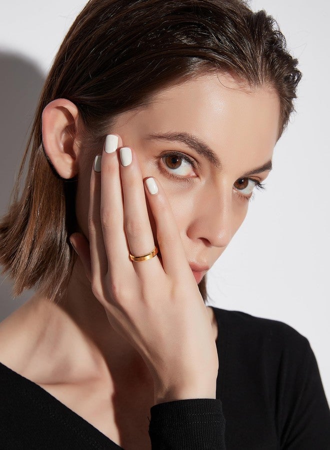 Greenpod 4MM 24K Gold Plated Tungsten Wedding Band for Women Beveled Edge Matte Finish Promise Rings Comfort Fit Size 7 - Image 4